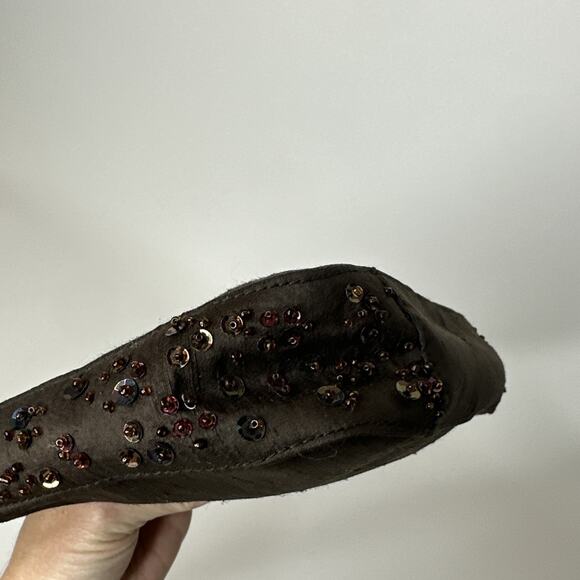 Vintage Y2K Ann Taylor Brown Sequin Baguette Shoulder Bag Carrie Bradshaw - Picture 11 of 16